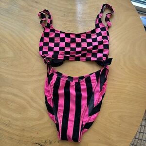 80s stripped bathing suit